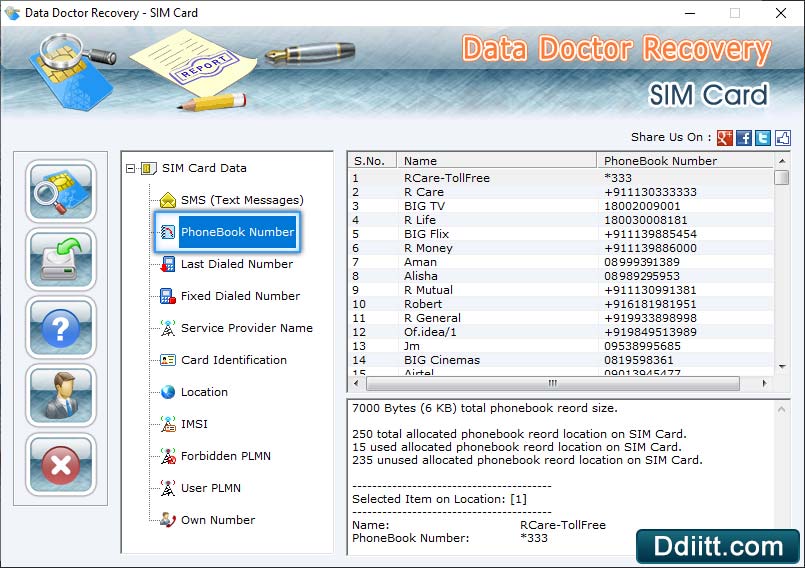 Select PhoneBook Number from left panel